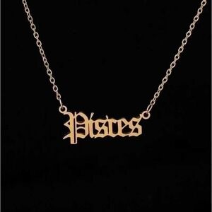 Pisces Necklace 18K‎ Gold Plated Stainless Steel Zodiac Sign Astrology Jewelry